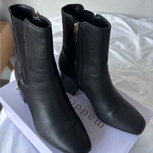 Alfani Black Ankle Boots with Side Zipper and Block Heel